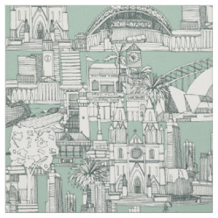 Australia toile de jouy balsam duck egg fabric