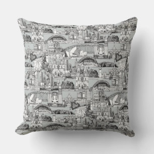 Australia toile de jouy monochrome throw pillow