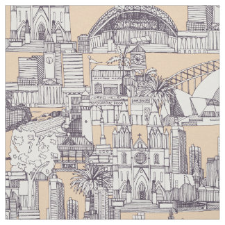 Australia toile de jouy mulberry sand fabric