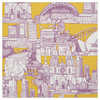 Australia toile de jouy purple yellow fabric