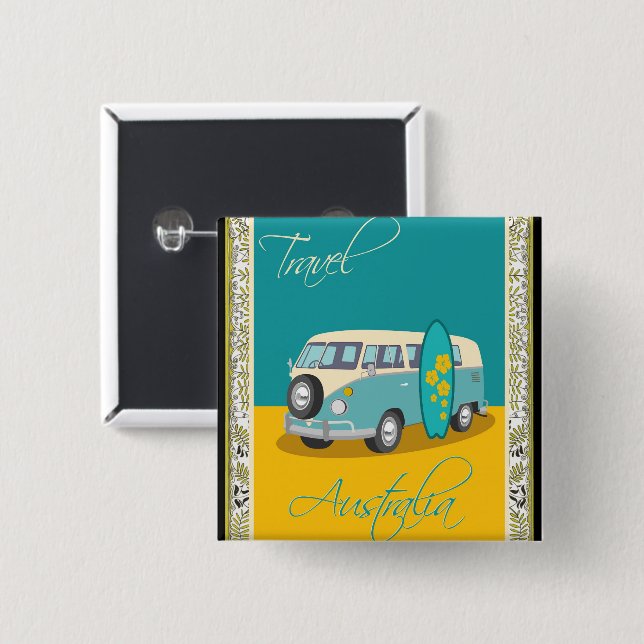 Australia:Travel 2 Inch Square Button (Front & Back)