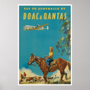 Australia Travel Poster Australian Art BOAC