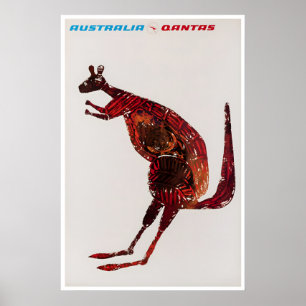 Australia Travel Poster Kangaroo Art Australian