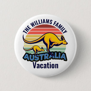 Australia Trip Cute Kangaroo Sunset Custom 2 Inch Round Button