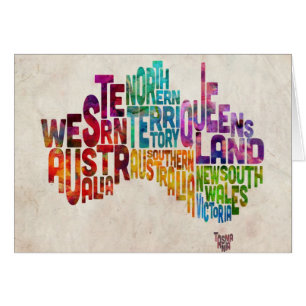 Australia Typographic Text Map