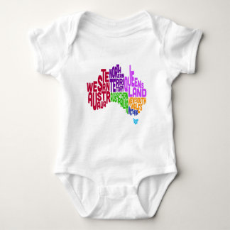 Australia Typographic Text Map Baby Bodysuit