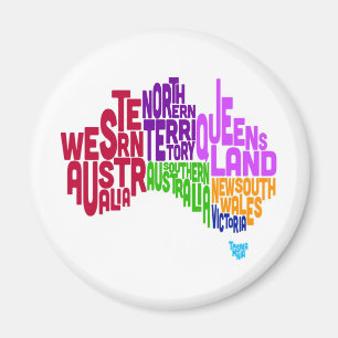 Australia Typographic Text Map Magnet