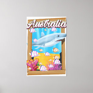 Australia Underwater shark travel poster Canvas Print