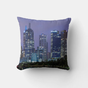 Australia, Victoria, Melbourne, skyline along Throw Pillow