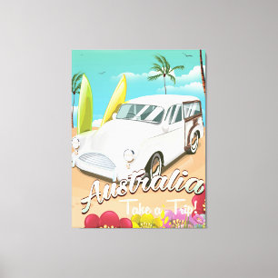 Australia vintage surf travel poster canvas print