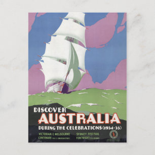Australia Vintage Travel Poster Restored Postcard