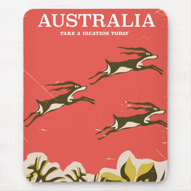 Australia vintage vacation print mouse pad (Front)