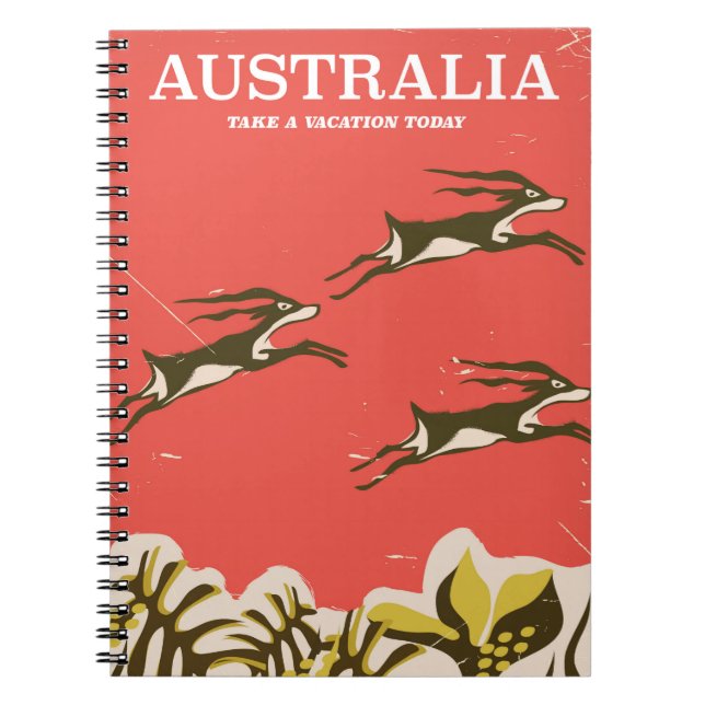 Australia vintage vacation print notebook (Front)