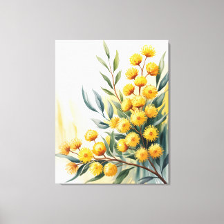 Australia — Watercolor Golden Wattle Canvas Print