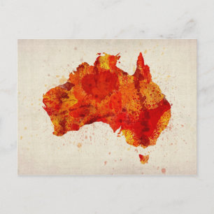 Australia Watercolor Map Art Print Postcard