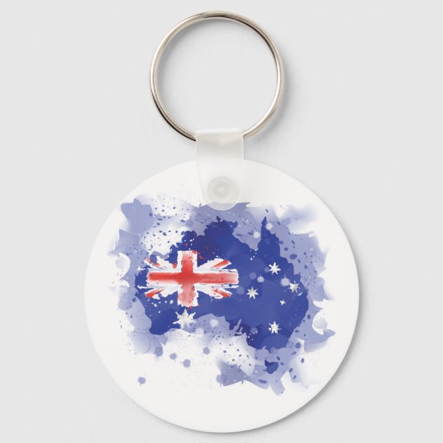 Australia Watercolor Map Keychain (Front)