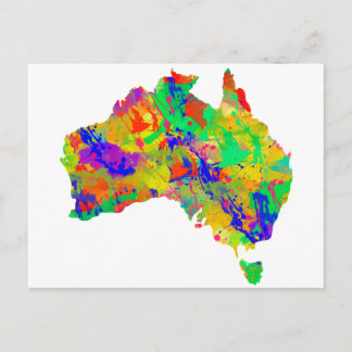 Australia Watercolor Map Postcard