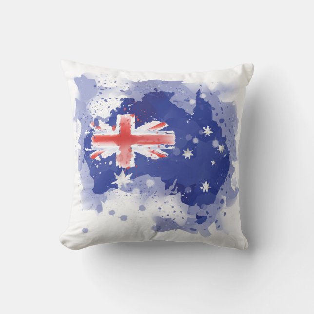 Australia Watercolor Map Throw Pillow (Front)