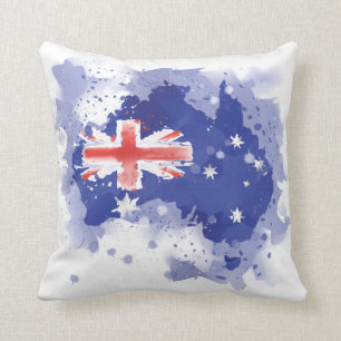 Australia Watercolor Map Throw Pillow
