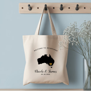 Australia Wedding Welcome Bag, Black & Gold Tote Bag