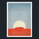 Australia with Sunset & Ayers Rock/Uluru | Poster<br><div class="desc">This is a modern and minimalist style travel poster of Australia. The huge sun sets slowly behind the Ayers Rock/Uluru.</div>
