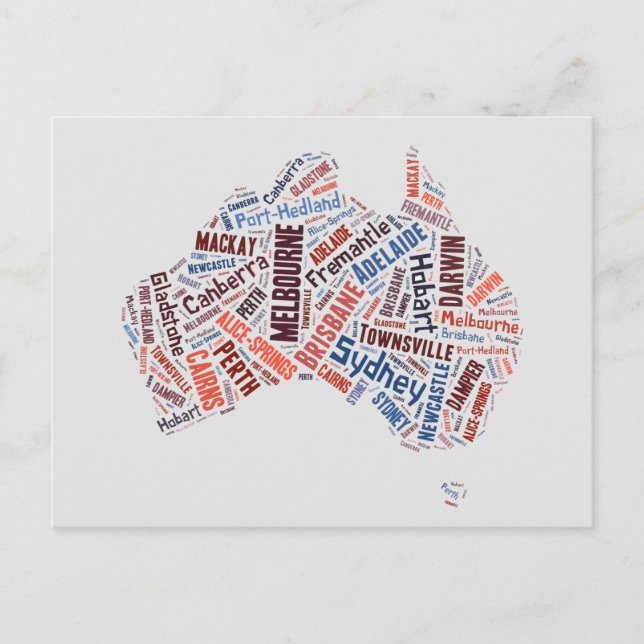 Australia Word Art Postcard (Front)