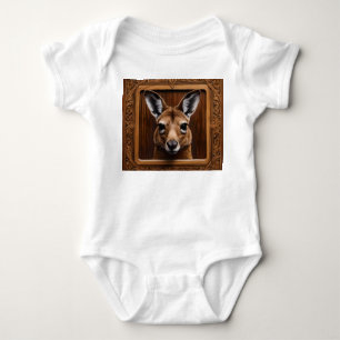 Australian 3D Wood Print Kangaroo, Baby Bodysuit
