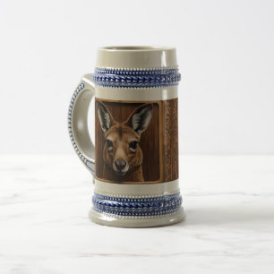 Australian 3D Wood Print Kangaroo, Beer Stein