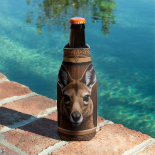 Australian 3D Wood Print Kangaroo, Bottle Cooler