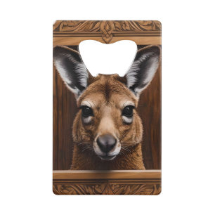 Australian 3D Wood Print Kangaroo, Credit Card Bottle Opener