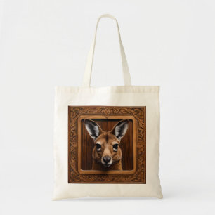 Australian 3D Wood Print Kangaroo, Tote Bag