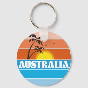 Australian 80s sunset retro logo metal print class keychain