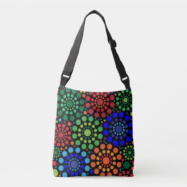 Australian aboriginal art circles  crossbody bag (Front)