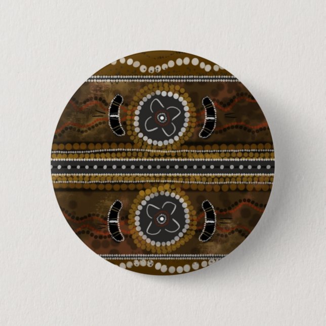 Australian Aboriginal Art - Food Gathering 2 Inch Round Button (Front)
