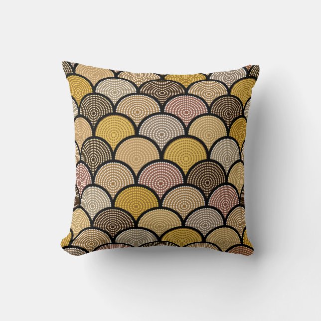 Australian Aboriginal: Colourful Dotted Vintage Throw Pillow (Front)