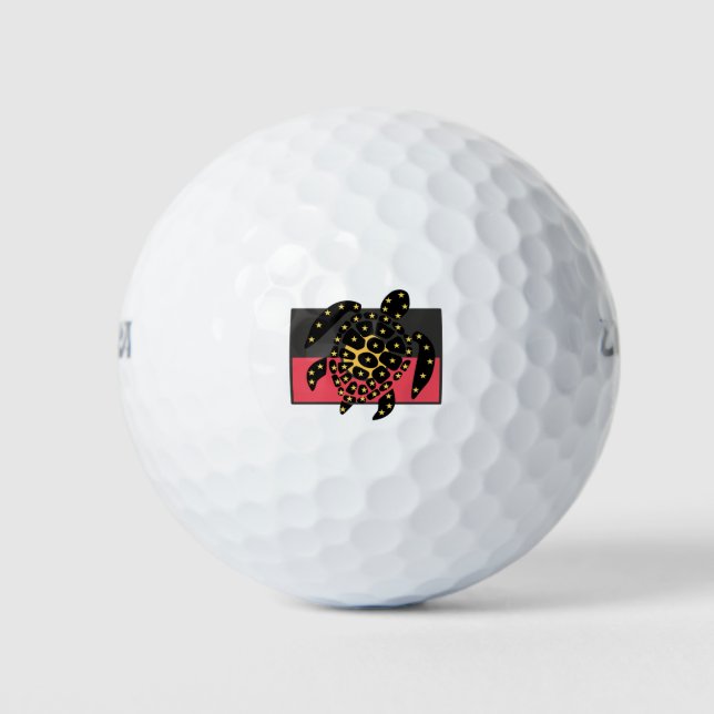 Australian Aboriginal Flag And Sea Turtle Golf Balls (Front)