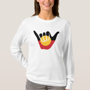 Australian Aboriginal Flag Shaka sign hang loose T-Shirt
