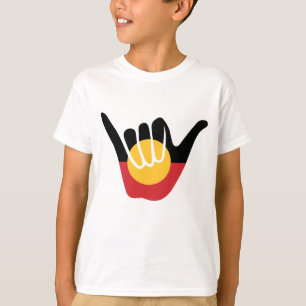 Australian Aboriginal Flag Shaka sign hang loose T-Shirt