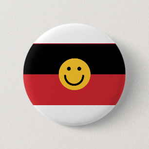 Australian Aboriginal flag with Smile face 2 Inch Round Button