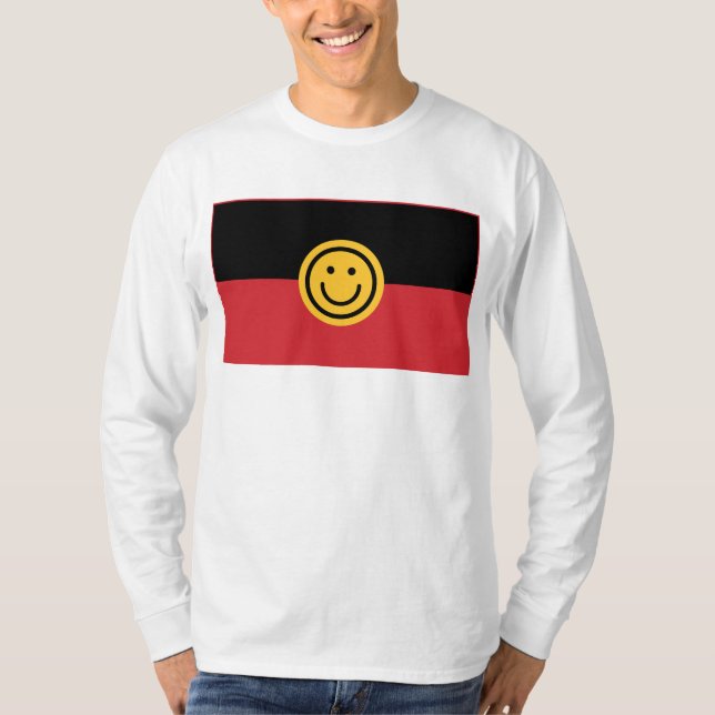 Australian Aboriginal flag with Smile face T-Shirt (Front)