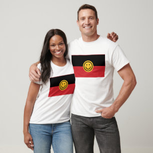 Australian Aboriginal flag with Smile face T-Shirt