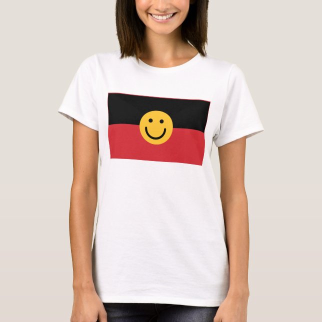 Australian Aboriginal flag with Smile face T-Shirt (Front)