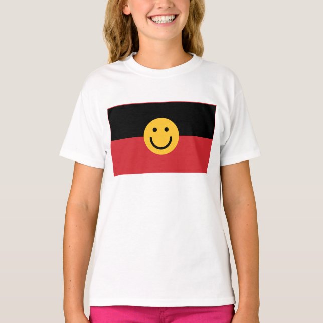 Australian Aboriginal flag with Smile face T-Shirt (Front)