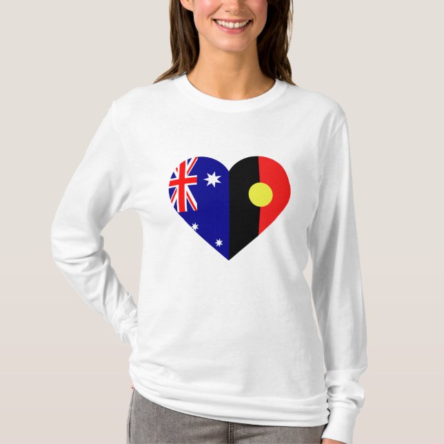 Australian Aboriginal Heart Flags T-Shirt (Front)