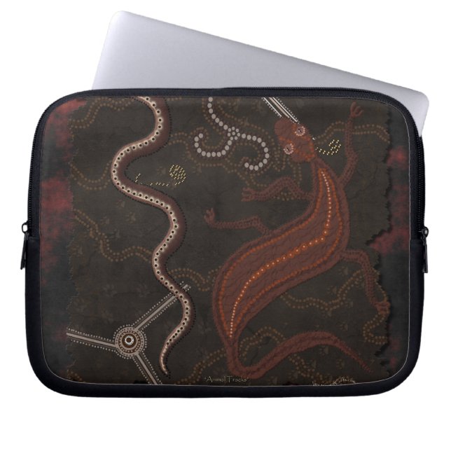 Australian Aboriginal Style Lizard & Snakes Laptop Sleeve (Front)