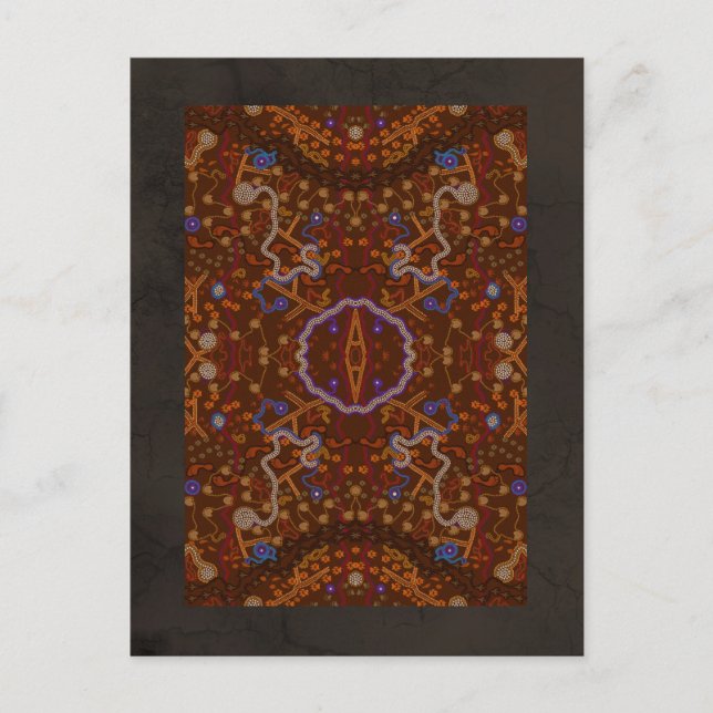 Australian Aboriginal-style Walkabout Art Design Postcard (Front)