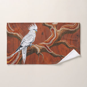Australian Aboriginal-themed Cockatiel Bath Towel Set