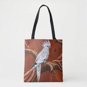 Australian Aboriginal-themed Cockatiel Tote Bag
