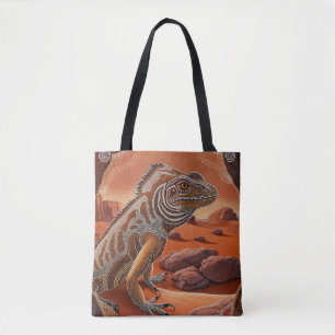 Australian Aboriginal-themed Iguana Tote Bag
