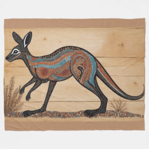 Australian Aboriginal-themed Kangaroo Fleece Blanket